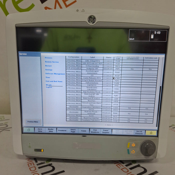 GE Healthcare Carescape B650 Post Anesthesia Care Patient Monitor
