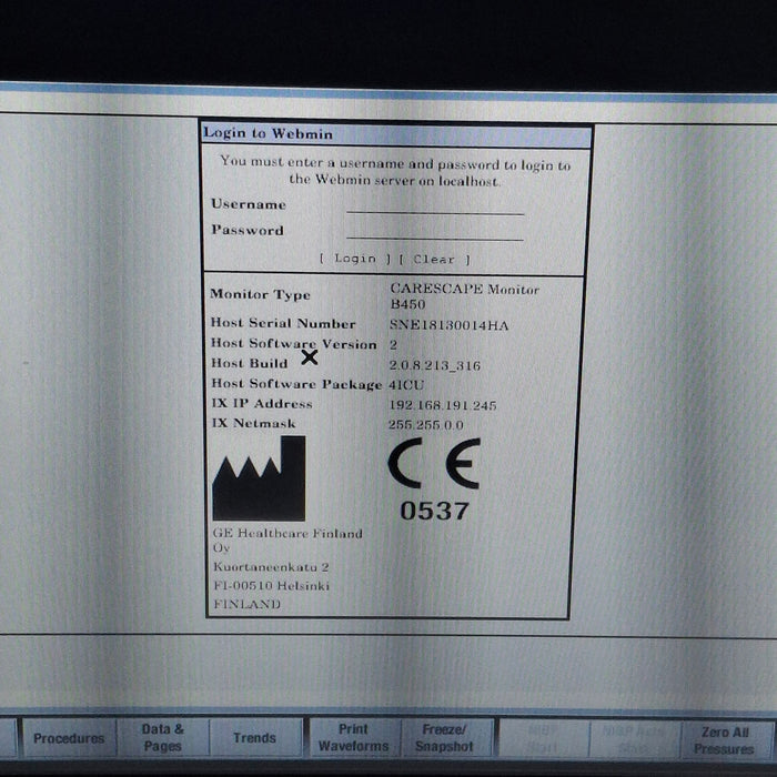 GE Healthcare Carescape B450 Critical Care Patient Monitor