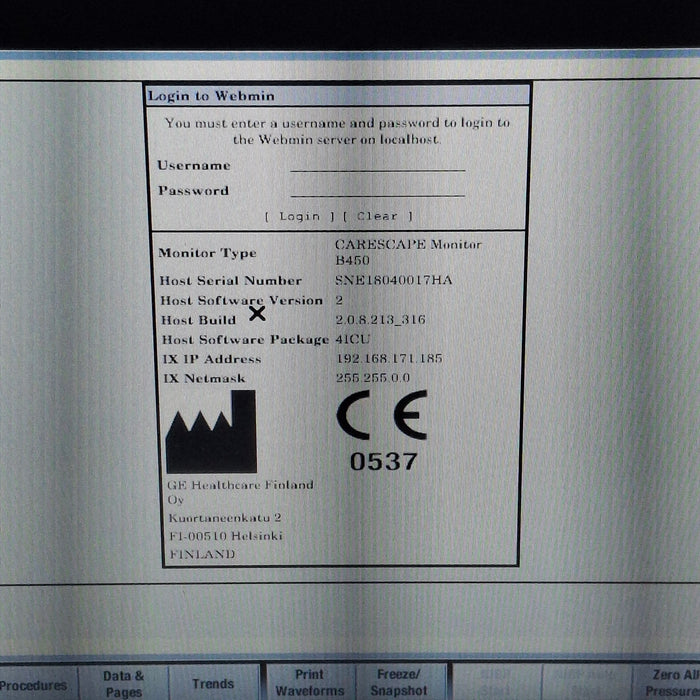 GE Healthcare Carescape B450 Critical Care Patient Monitor