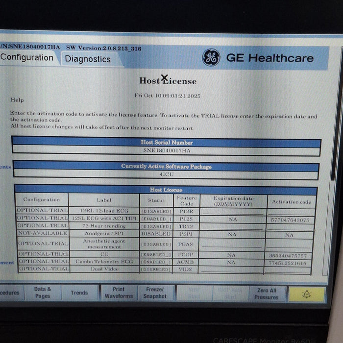 GE Healthcare Carescape B450 Critical Care Patient Monitor