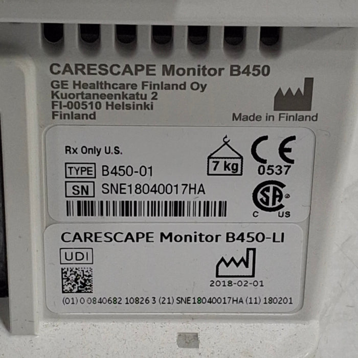 GE Healthcare Carescape B450 Critical Care Patient Monitor