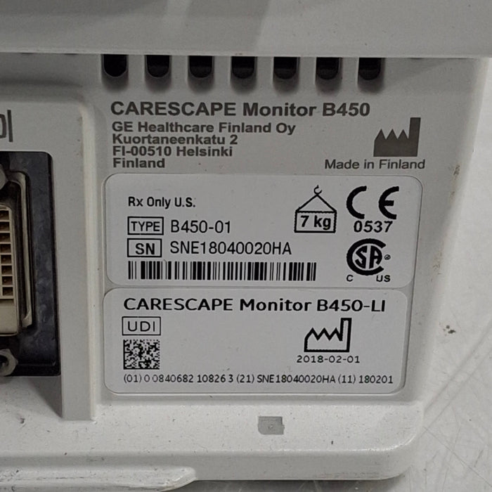 GE Healthcare Carescape B450 Critical Care Patient Monitor