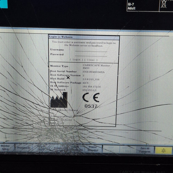 GE Healthcare Carescape B450 Critical Care Patient Monitor