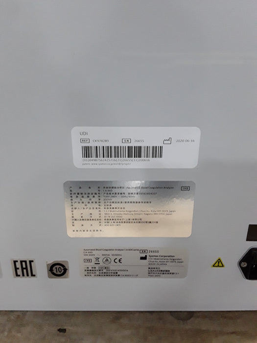 Sysmex CA-600 Series CA-660 Blood Coagulation Analyzer