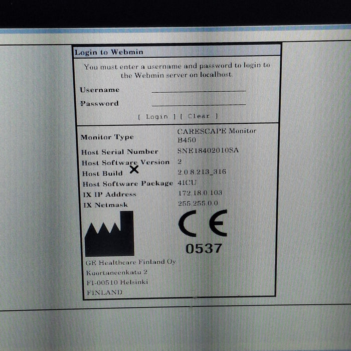 GE Healthcare Carescape B450 Critical Care Patient Monitor