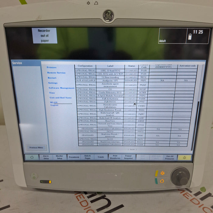 GE Healthcare Carescape B650 Post Anesthesia Care Patient Monitor