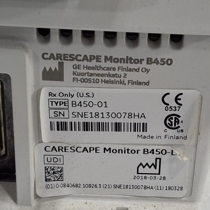 GE Healthcare Carescape B450 Critical Care Patient Monitor