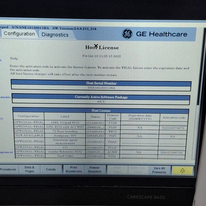 GE Healthcare Carescape B450 Critical Care Patient Monitor