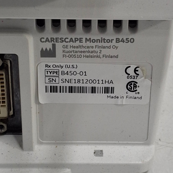 GE Healthcare Carescape B450 Critical Care Patient Monitor