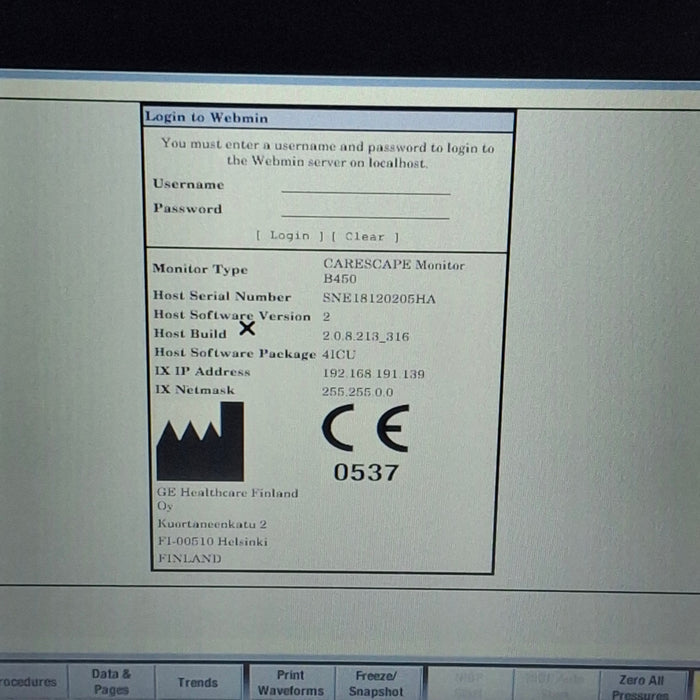 GE Healthcare Carescape B450 Critical Care Patient Monitor