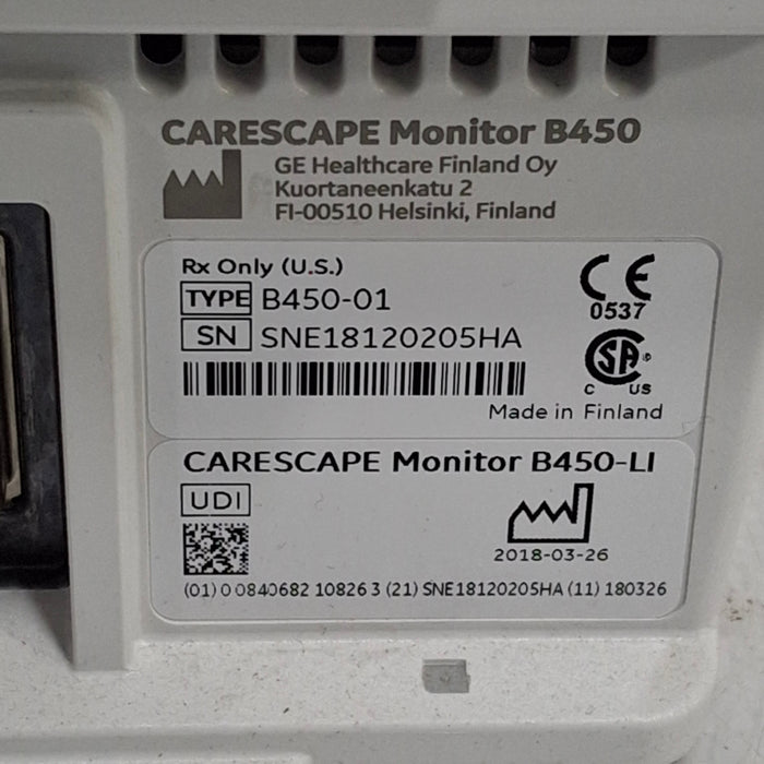 GE Healthcare Carescape B450 Critical Care Patient Monitor