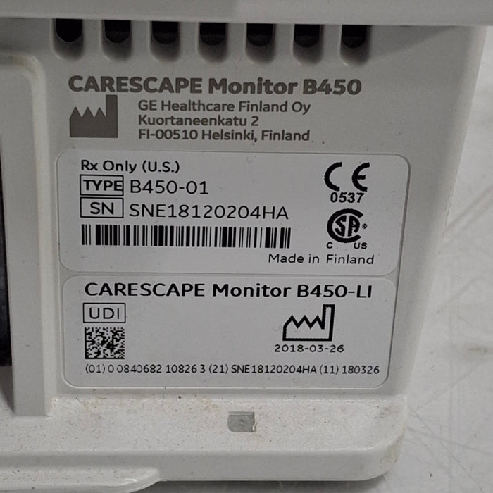 GE Healthcare Carescape B450 Critical Care Patient Monitor