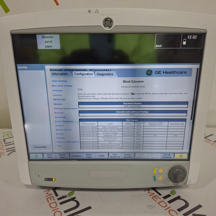 GE Healthcare Carescape B650 Post Anesthesia Care Patient Monitor