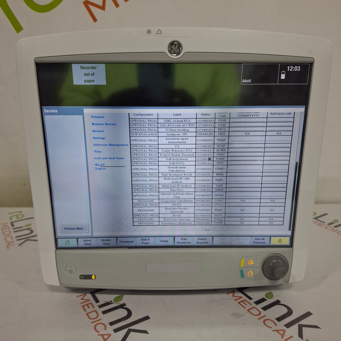 GE Healthcare Carescape B650 Post Anesthesia Care Patient Monitor