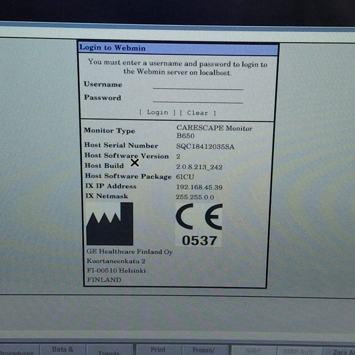GE Healthcare Carescape B650 Critical Care Patient Monitor