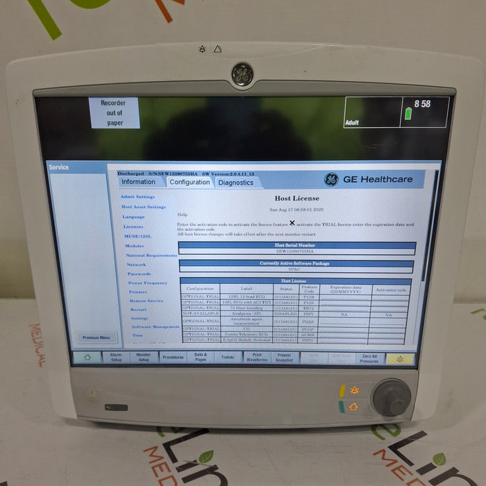 GE Healthcare Carescape B650 Post Anesthesia Care Patient Monitor