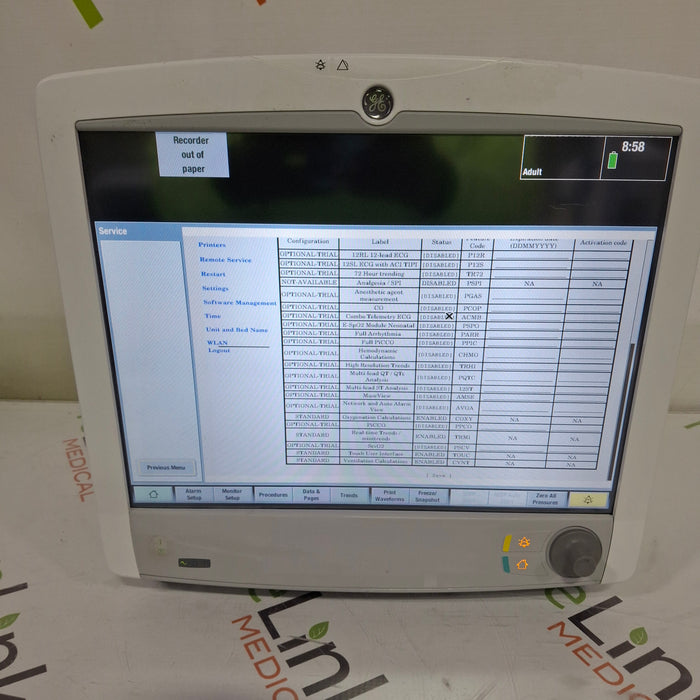GE Healthcare Carescape B650 Post Anesthesia Care Patient Monitor