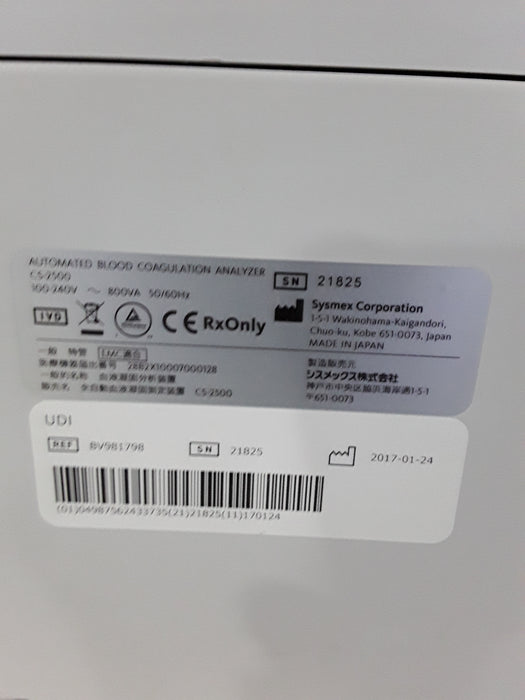 Sysmex CS-2500 Automated Blood Coagulation Analyzer