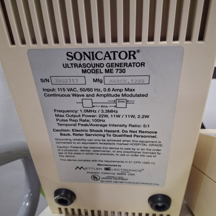 Mettler Electronics Sonicator 730 Ultrasound Therapy Unit