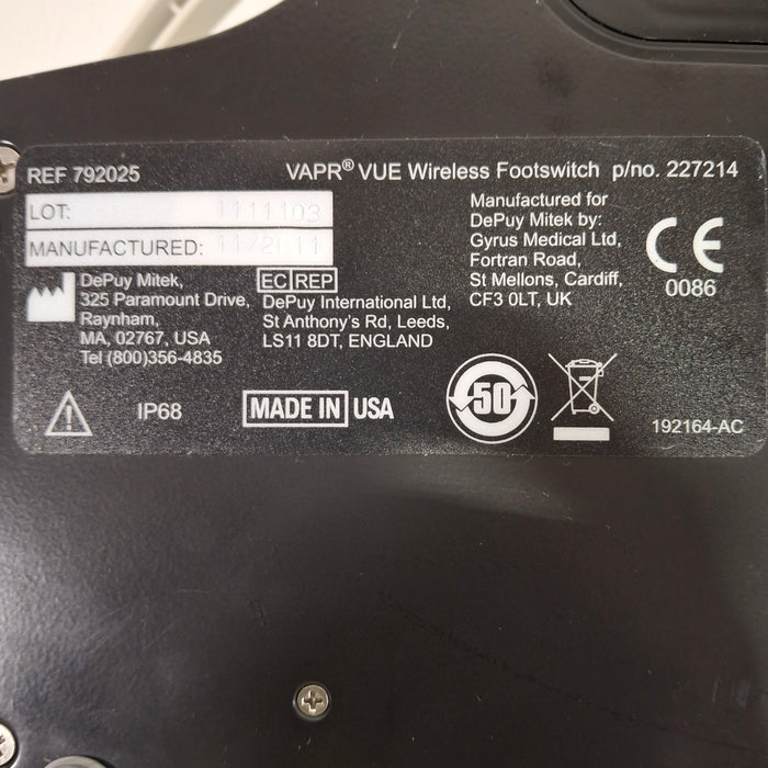 DePuy VAPR VUE 792025 Wireless Footswitch