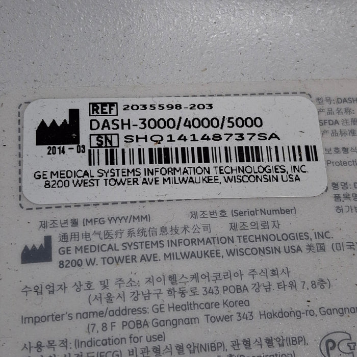 GE Healthcare Dash 4000 - Masimo SpO2 Patient Monitor