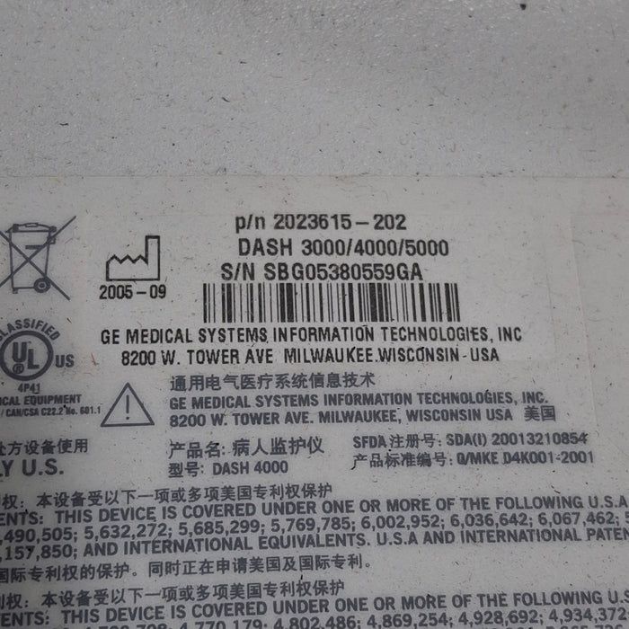 GE Healthcare Dash 4000 - GE/Nellcor SpO2 Patient Monitor