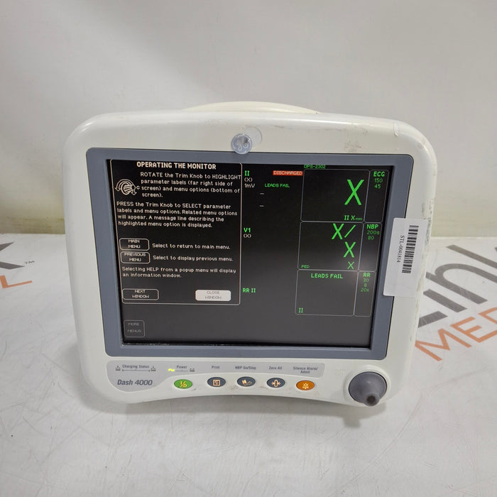 GE Healthcare Dash 4000 - GE/Nellcor SpO2 Patient Monitor