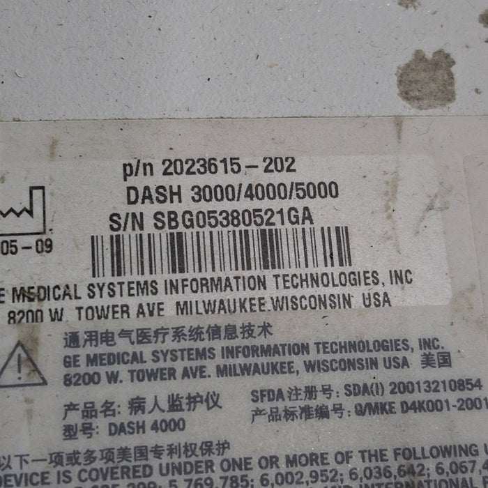GE Healthcare Dash 4000 - GE/Nellcor SpO2 Patient Monitor