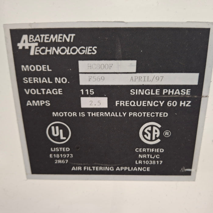 Abatement Technologies Hepa-Care HC800F Air Purification System