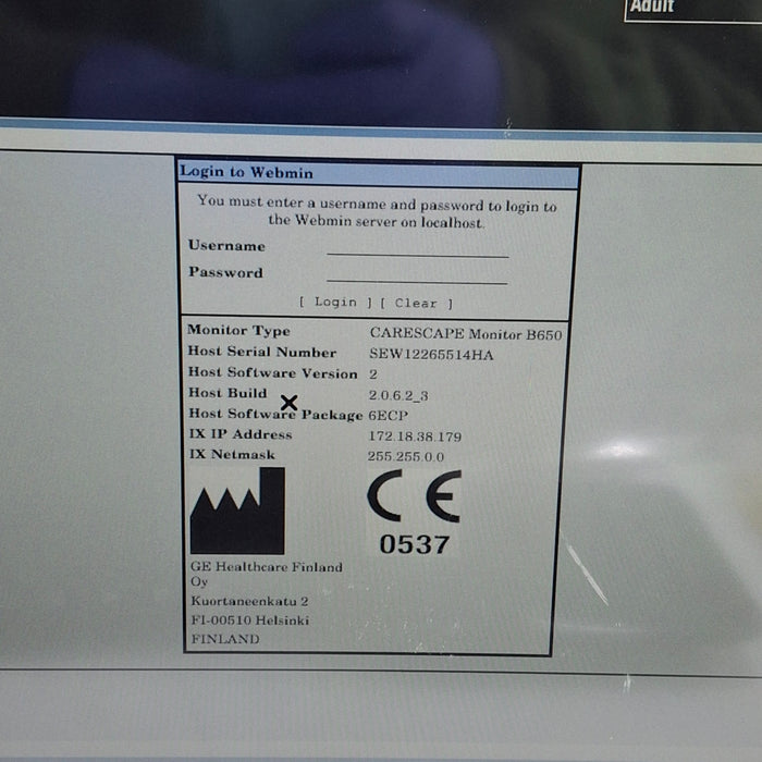 GE Healthcare Carescape B650 Emergency Care Patient Monitor