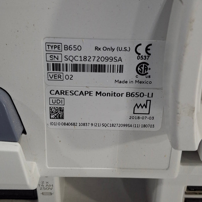 GE Healthcare Carescape B650 Emergency Care Patient Monitor