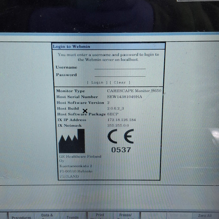 GE Healthcare Carescape B650 Emergency Care Patient Monitor