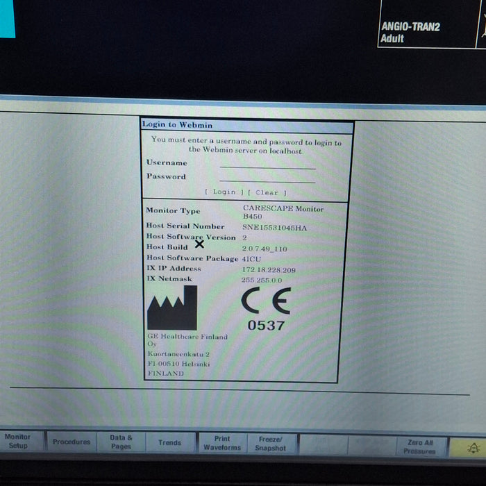 GE Healthcare Carescape B450 Critical Care Patient Monitor