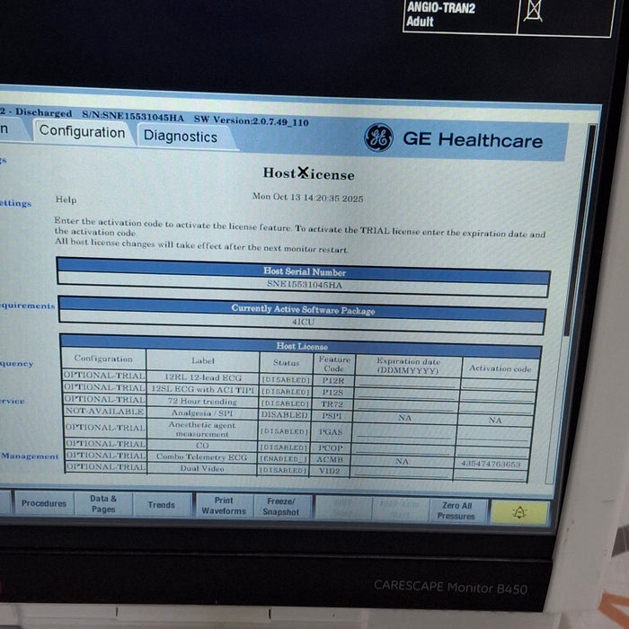GE Healthcare Carescape B450 Critical Care Patient Monitor