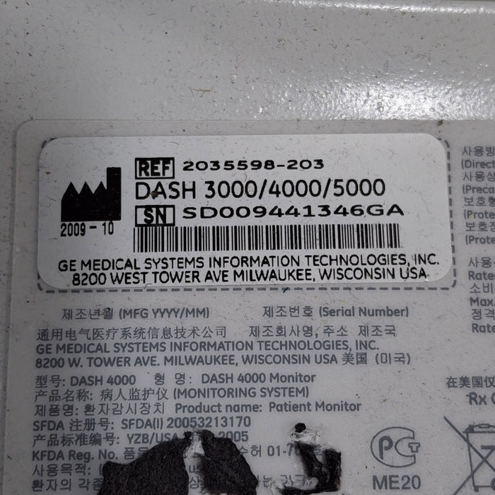 GE Healthcare Dash 4000 - GE/Nellcor SpO2 Patient Monitor