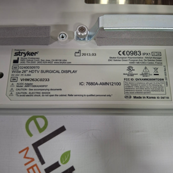 Stryker WiSe 26" HDTV Surgical Display 240-030-970 Monitor