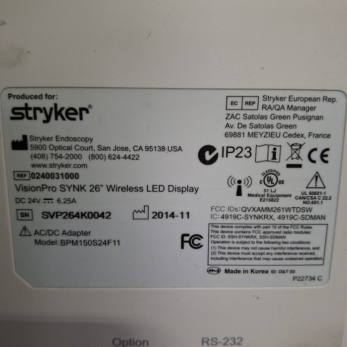 Stryker VisionPro SYNK 26 Wireless LED Display