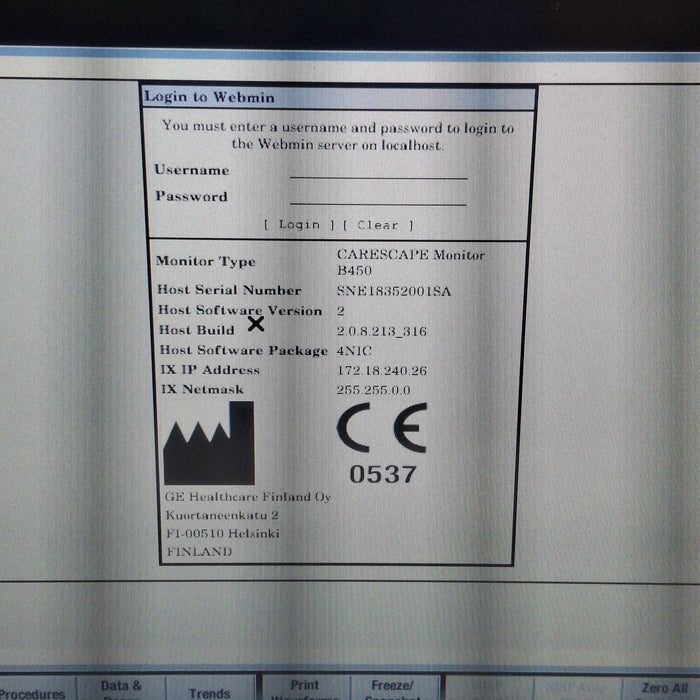 GE Healthcare Carescape B450 Neonatal Care Patient Monitor