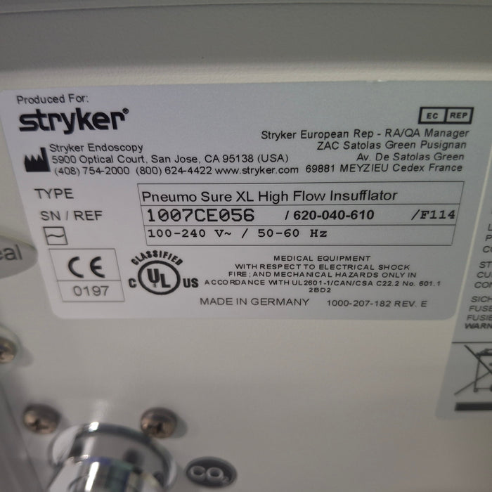 Stryker 620-040-610 Pneumo Sure XL High Flow Insufflator