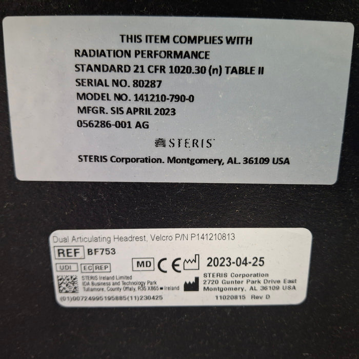 Steris BF753 Dual Articulating Headrest