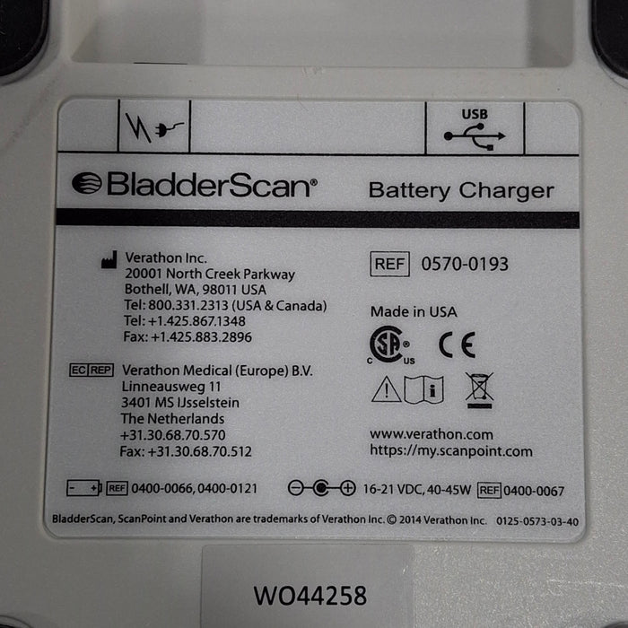 Verathon Medical, Inc BladderScan 0570-0193 Battery Charger