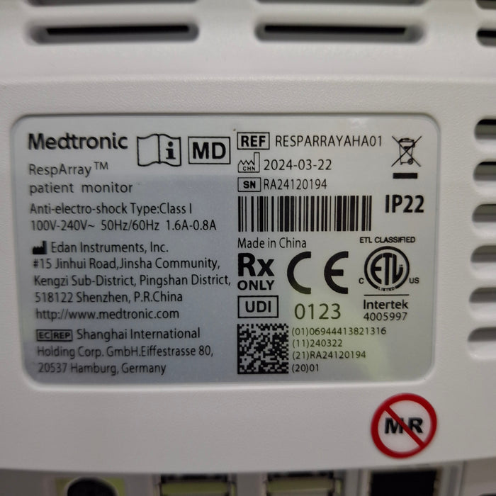 Medtronic RespArray Patient Monitor w/ Quick Start Kit and Roll Stand