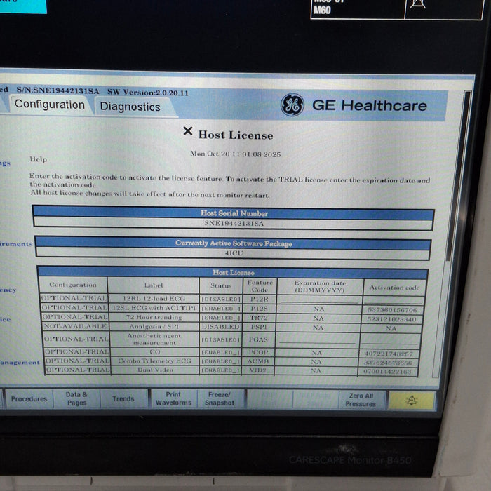 GE Healthcare Carescape B450 Critical Care Patient Monitor