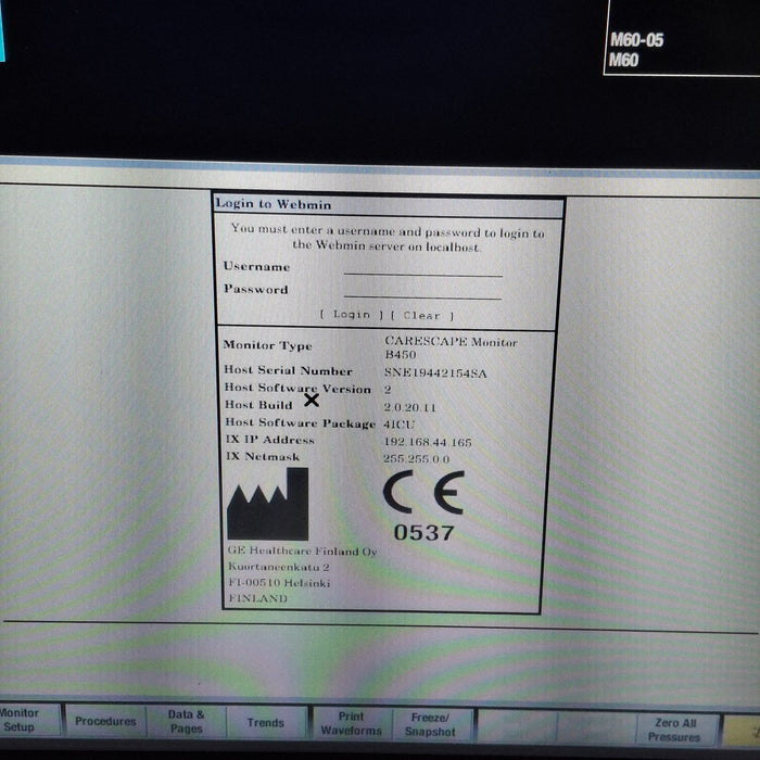 GE Healthcare Carescape B450 Critical Care Patient Monitor