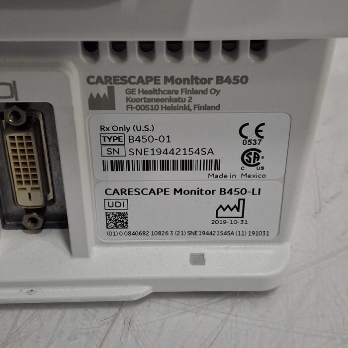 GE Healthcare Carescape B450 Critical Care Patient Monitor