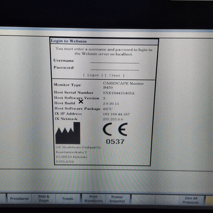 GE Healthcare Carescape B450 Critical Care Patient Monitor