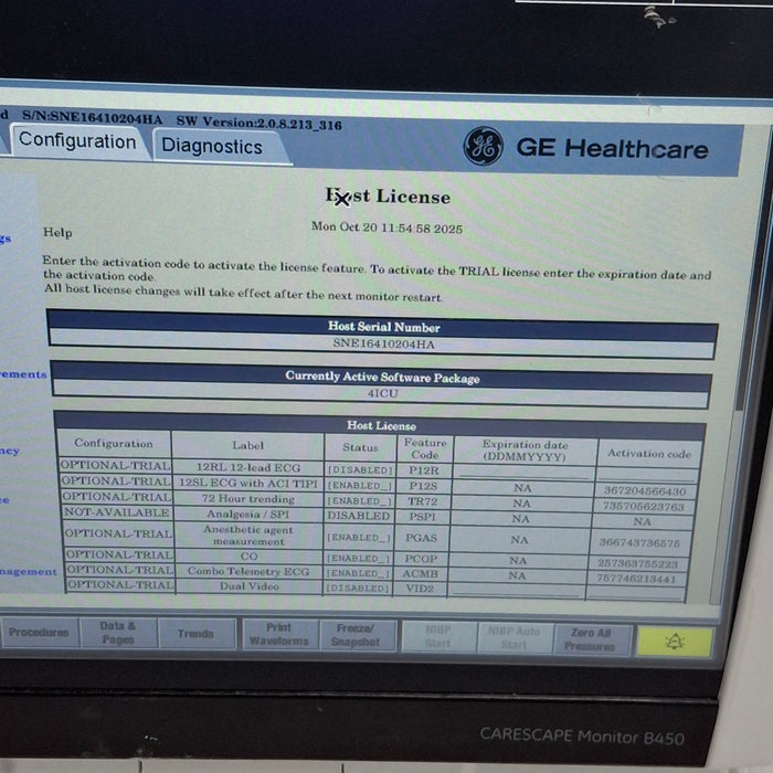 GE Healthcare Carescape B450 Critical Care Patient Monitor
