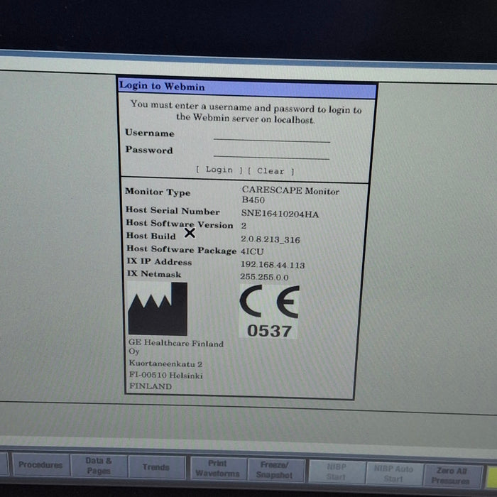 GE Healthcare Carescape B450 Critical Care Patient Monitor
