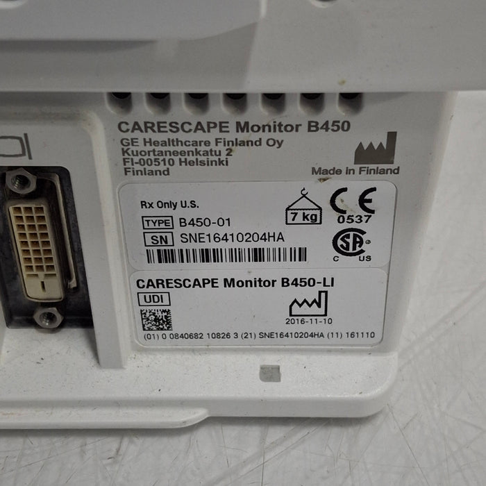 GE Healthcare Carescape B450 Critical Care Patient Monitor