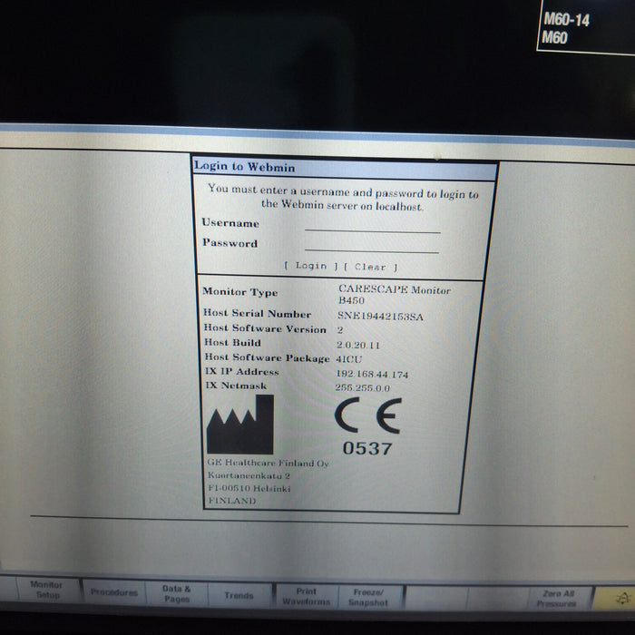 GE Healthcare Carescape B450 Critical Care Patient Monitor